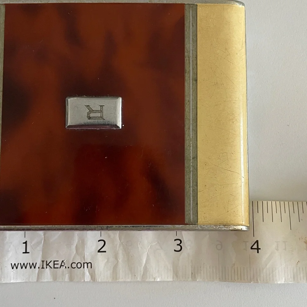 Vintage Art Deco Cigarette Case. Letter R on top - Picture 10 of 11